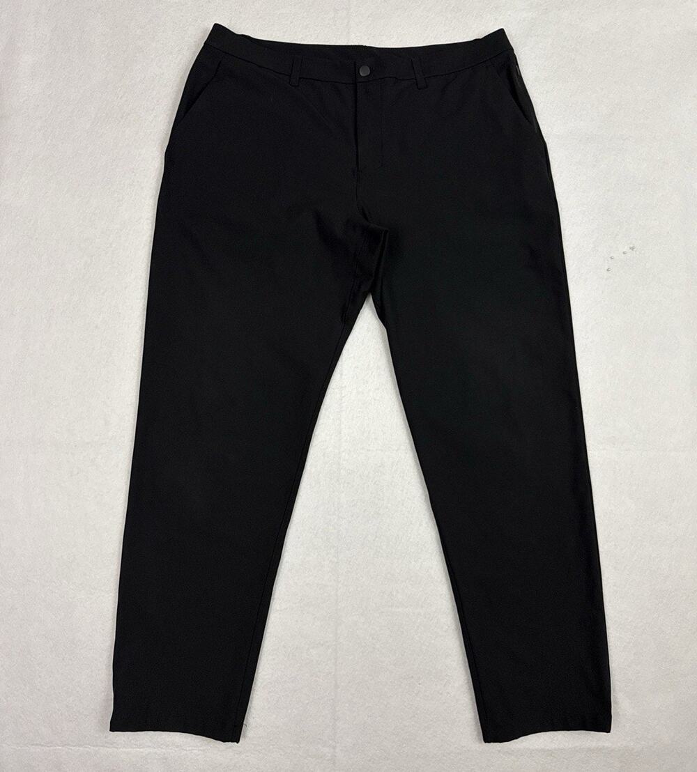 Lululemon ABC Slim Fit Pants Mens 38 Black Warpstreme Stretch Trouser Golf